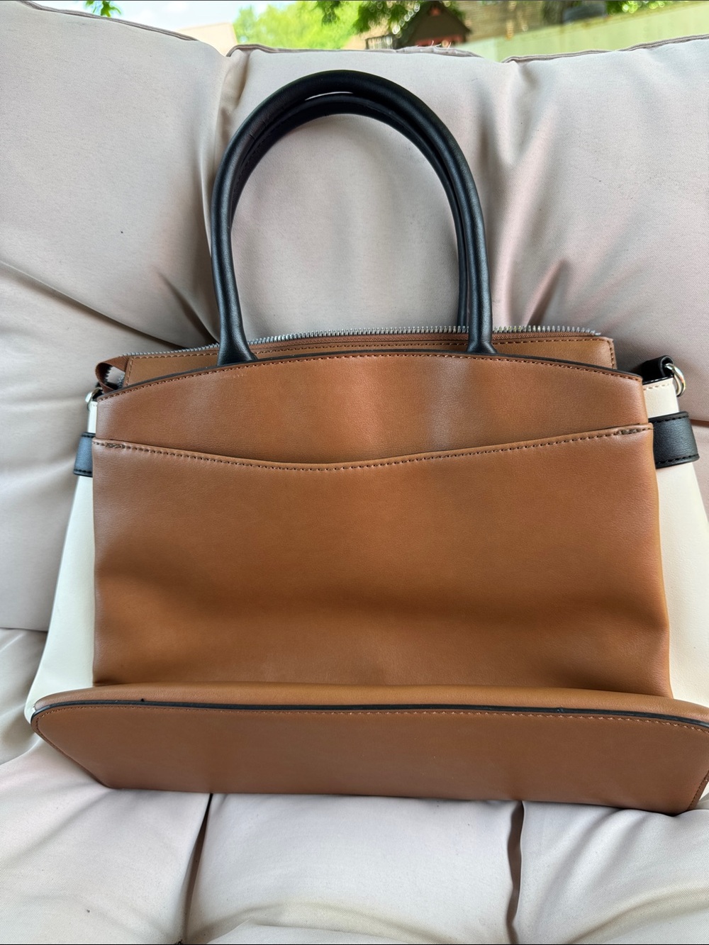 Nine West Tan, Cream & Black Colorblock Tote - Picture 4 of 5